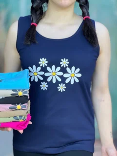 تاپ زنانه نخ پنبه طرح بابونه